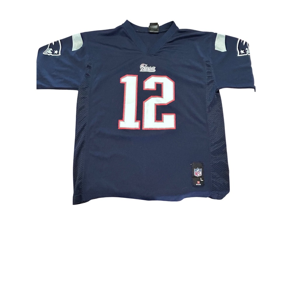 NFL Team Apparel Tom Brady New England Patriots Youth Large 14-16 Jersey Navy 12